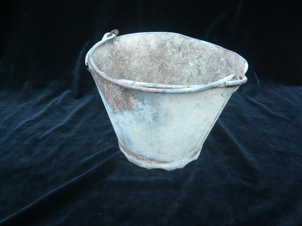 Zinken emmer, Tuin en Terras, Bloembakken en Plantenbakken, Ophalen, Gebruikt, Minder dan 60 cm, Rond