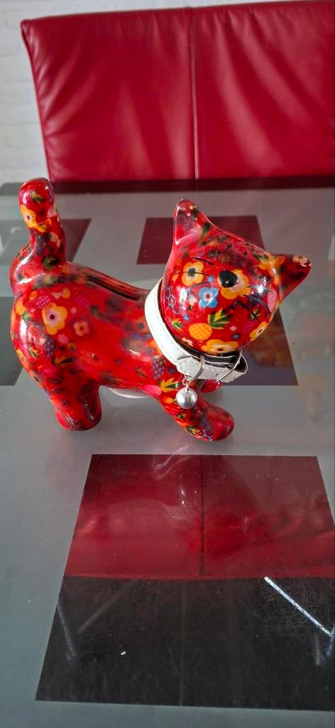 Pomme-Pidou spaarpot kat met bloemenpatroon, Verzamelen, Spaarpotten, Ophalen of Verzenden