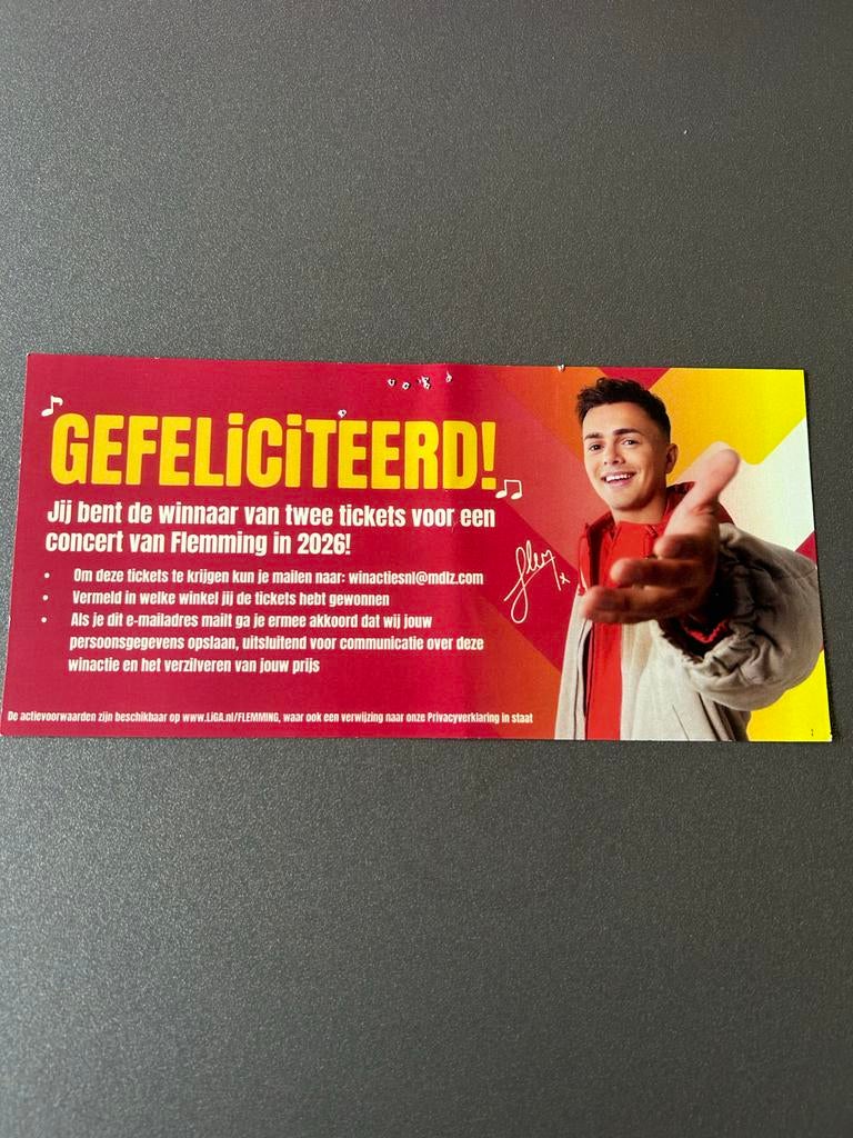 2 Kaarten voor Flemming op 9 mei in ‘S- Hertogenbosch., Twee personen