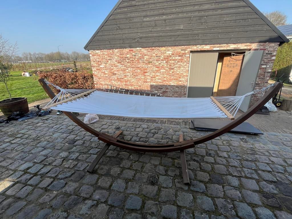 Hangmat met standaard - Zeer goede staat, Tuin en Terras, Hangmatten, Ophalen of Verzenden, Zo goed als nieuw, Met standaard, Eenpersoons