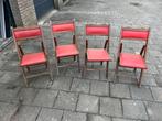 Set van 4 vintage rode klapstoelen, Gebruikt, Ophalen of Verzenden, Vier, Rood