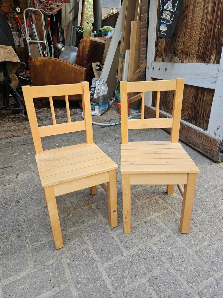 2 IKEA houten kinderstoelen, gebruikt, Kinderen en Baby's, Kinderstoelen, Ophalen, Gebruikt, Overige typen