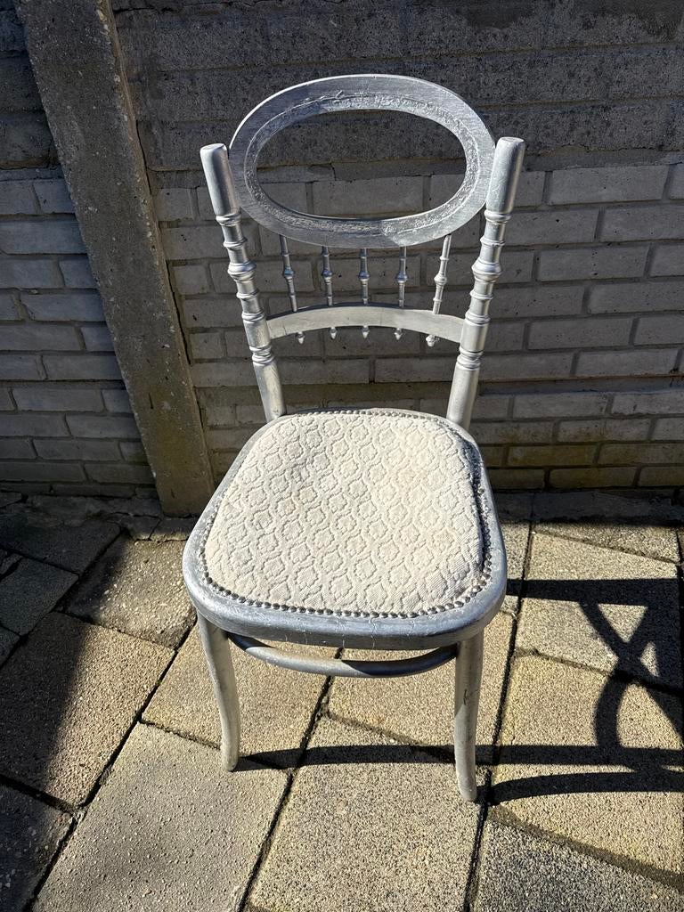 Barok stoeltje zilverkleurig, Ophalen, Gebruikt, Overige kleuren, Eén
