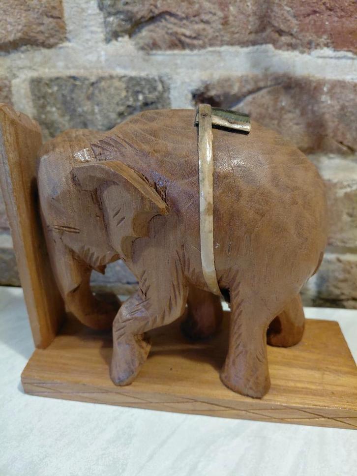 Houten olifant boekensteun, Huis en Inrichting, Woonaccessoires | Overige, Gebruikt, Ophalen of Verzenden