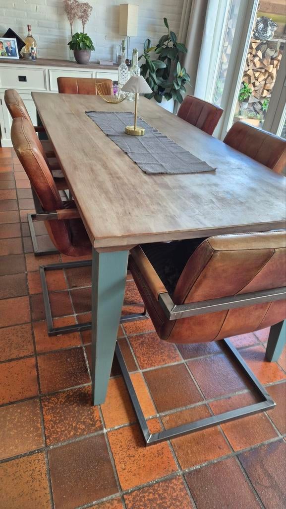 Robuuste Eetkamertafel 6-8 personen, Huis en Inrichting, Tafels | Eettafels, Ophalen, Gebruikt, 200 cm of meer, 50 tot 100 cm