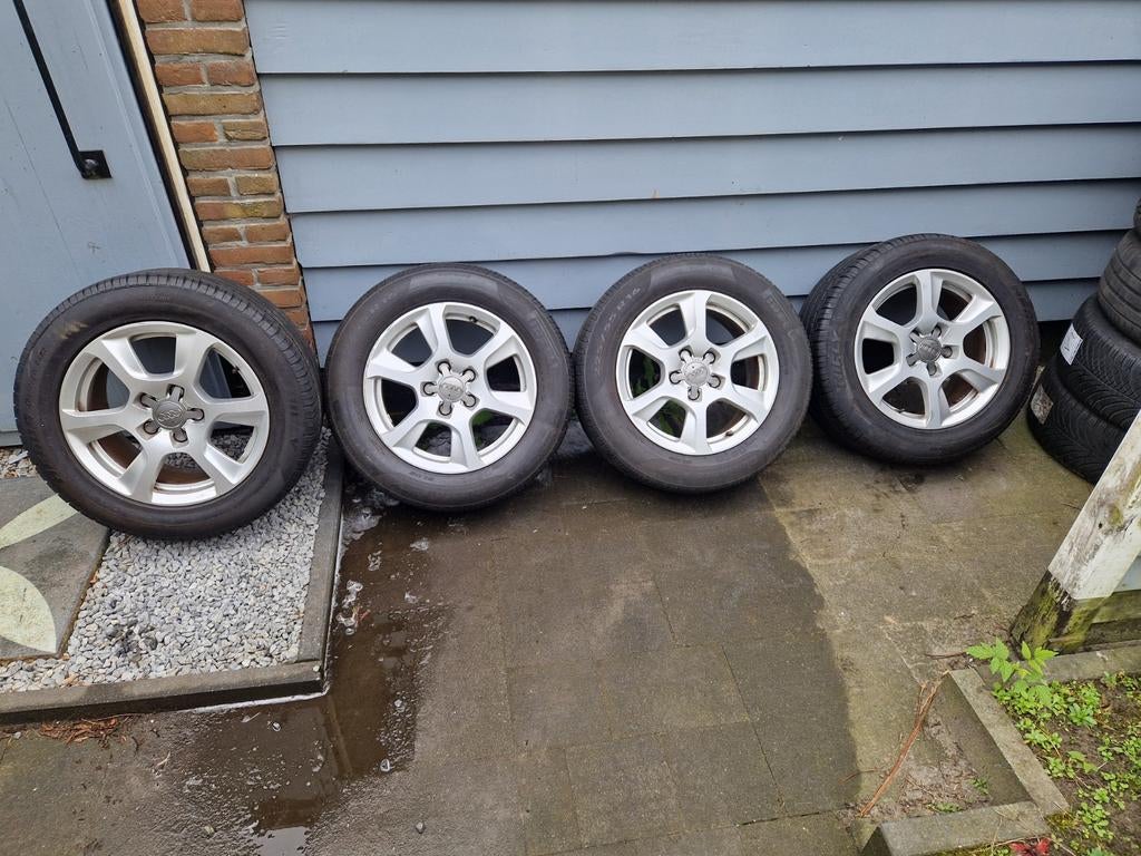 Originele Audi velgen met banden 5x112, Auto-onderdelen, Banden en Velgen, Gebruikt, Velg(en), 16 inch, Ophalen of Verzenden