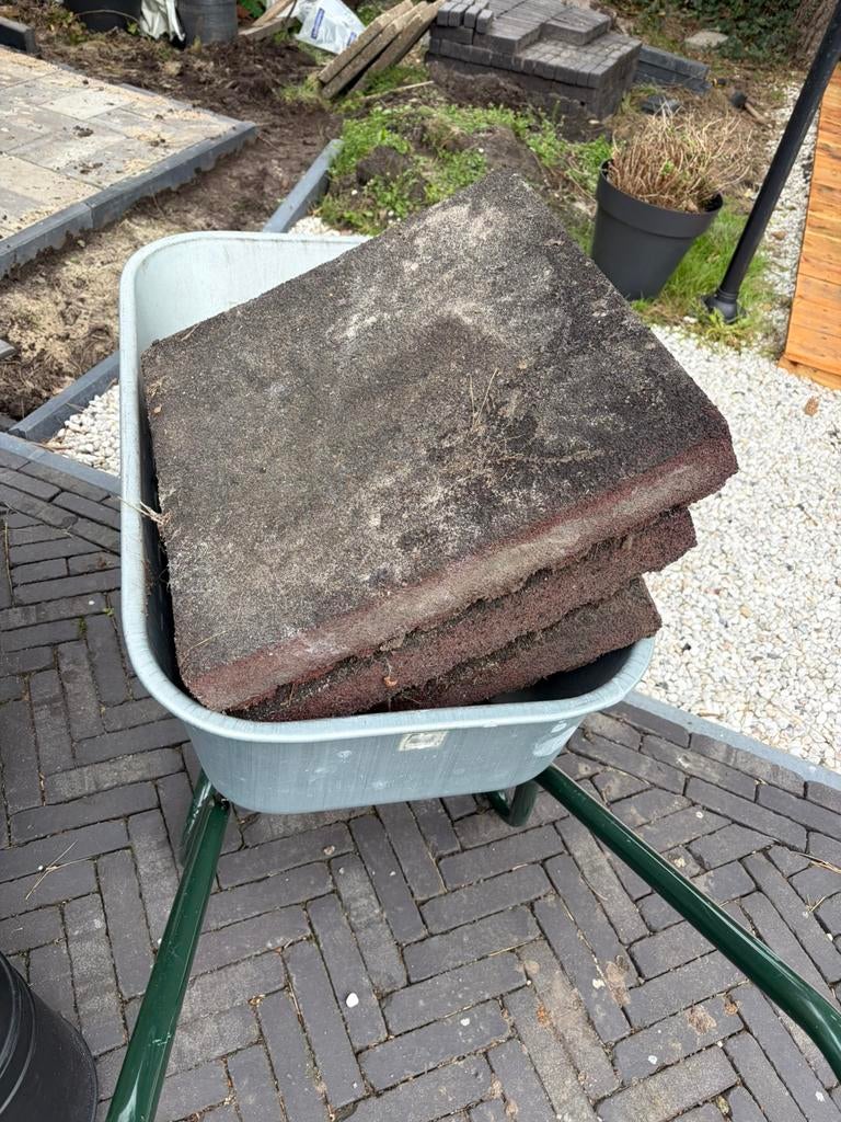 Rubberentegels 50x50 extra dik, 15 stuks, Tuin en Terras, Tegels en Klinkers, Ophalen, Zo goed als nieuw, Beton, Terrastegels
