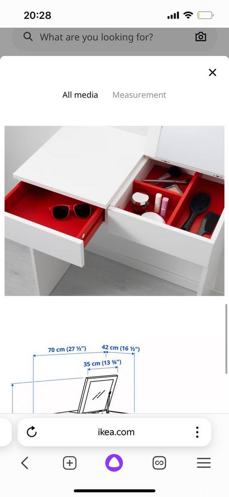 IKEA BRIMNES Make-up tafel met spiegel, wit, Huis en Inrichting, Tafels | Kaptafels, Gebruikt, Minder dan 100 cm, Hout, 50 tot 100 cm