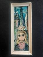 vintage Mabel Landaker schilderij 'Cleo' big-eyes girl, Antiek en Kunst, Ophalen of Verzenden