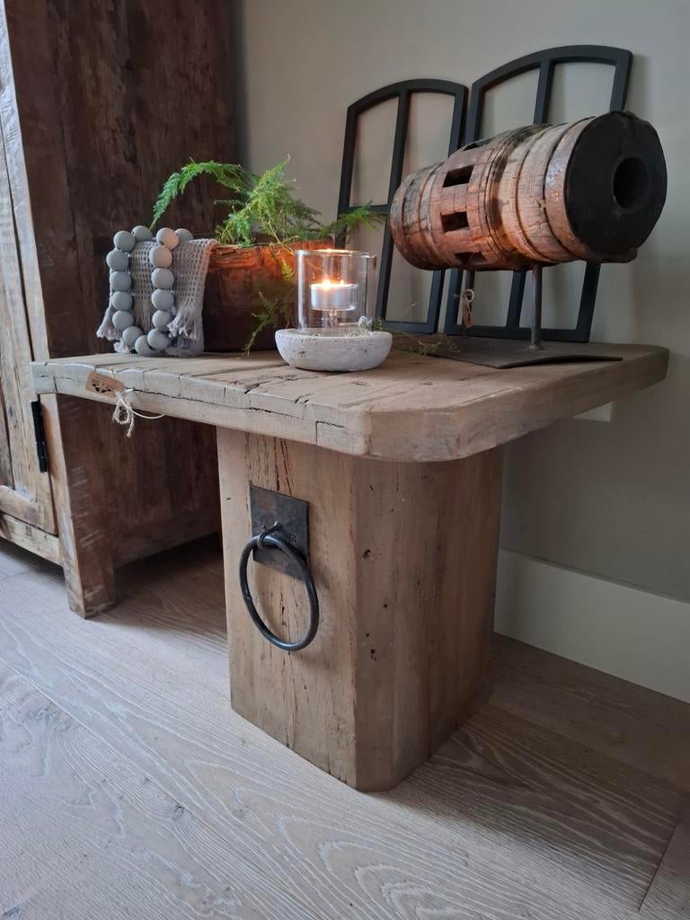 Stoer sober robuust bijzettafeltje tafeltje wandmeubel tafel, Ophalen, Minder dan 55 cm, Vierkant, Nieuw