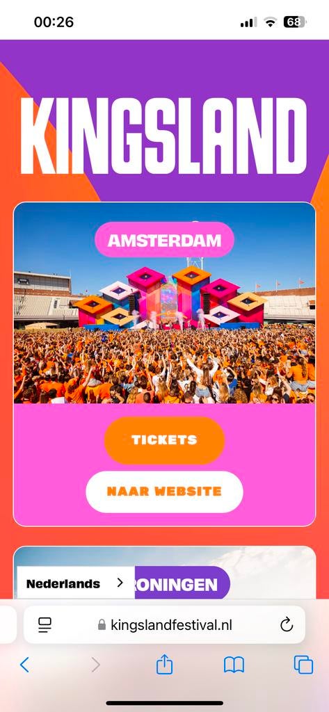 Ticket tickets kingsland amsterdam olympisch stadion, Twee personen