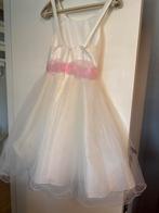 Witte Bruidmeisjes jurk met  roze strik en bloem, Galajurk, Wit, Ophalen of Verzenden, Zo goed als nieuw