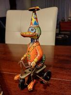 Blikken eendje op fiets, opwindspeeltje, made in China, Ophalen