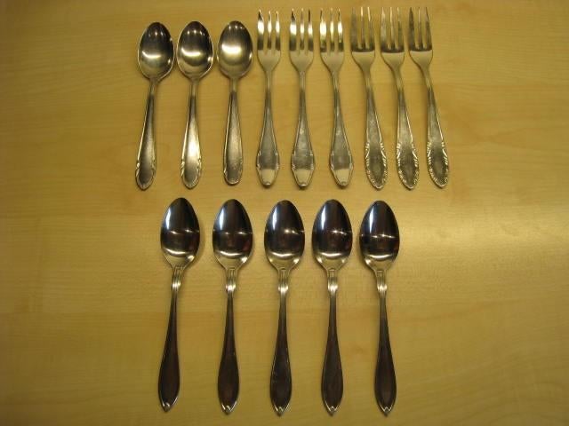 Set van 6 taartvorkjes en 8 koffielepels. In perfekte staat!, Huis en Inrichting, Keuken | Bestek, Ophalen of Verzenden, Zo goed als nieuw