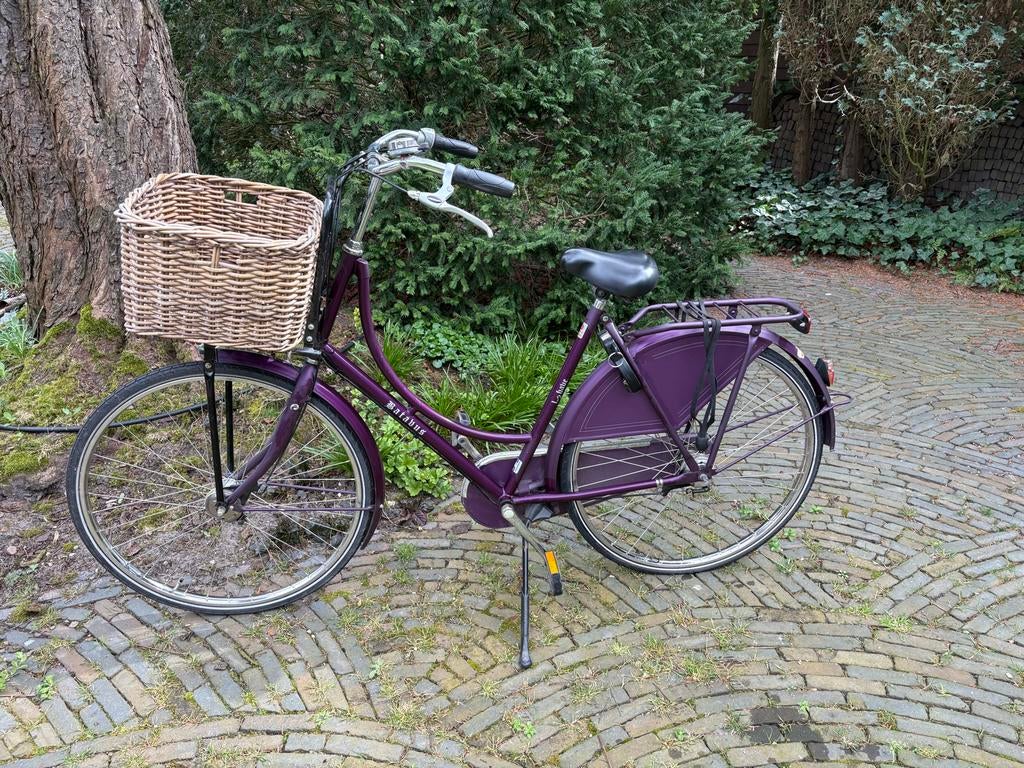 Paarse Batavus damesfiets met mand, Fietsen en Brommers, Ophalen, Batavus, 50 tot 53 cm, Gebruikt
