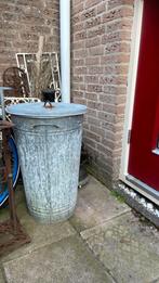 Zinken ton emmer met deksel hoge ton, Ophalen, Gebruikt, Zink, Met deksel