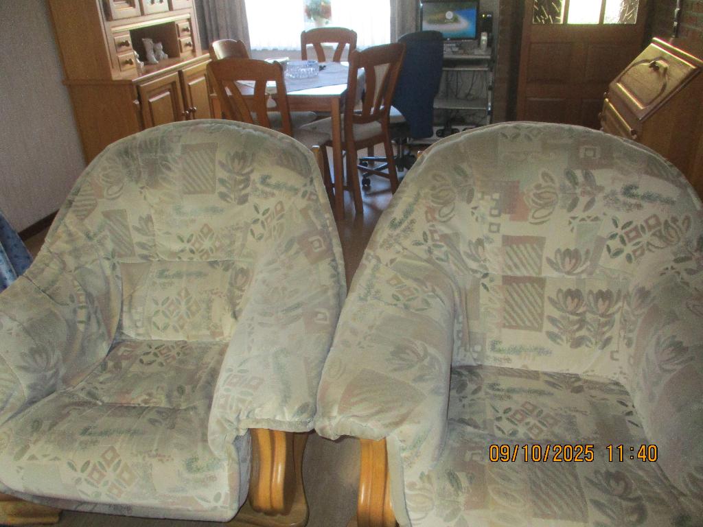 bankstel     eiken hout, Huis en Inrichting, Banken | Bankstellen, Ophalen, Gebruikt, 75 tot 100 cm, Stof