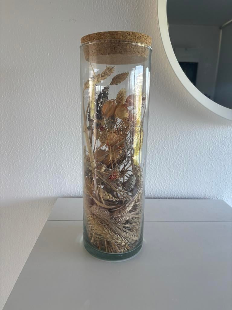 Vaas met droogbloemen, Huis en Inrichting, Woonaccessoires | Droogbloemen, Ophalen of Verzenden, Zo goed als nieuw
