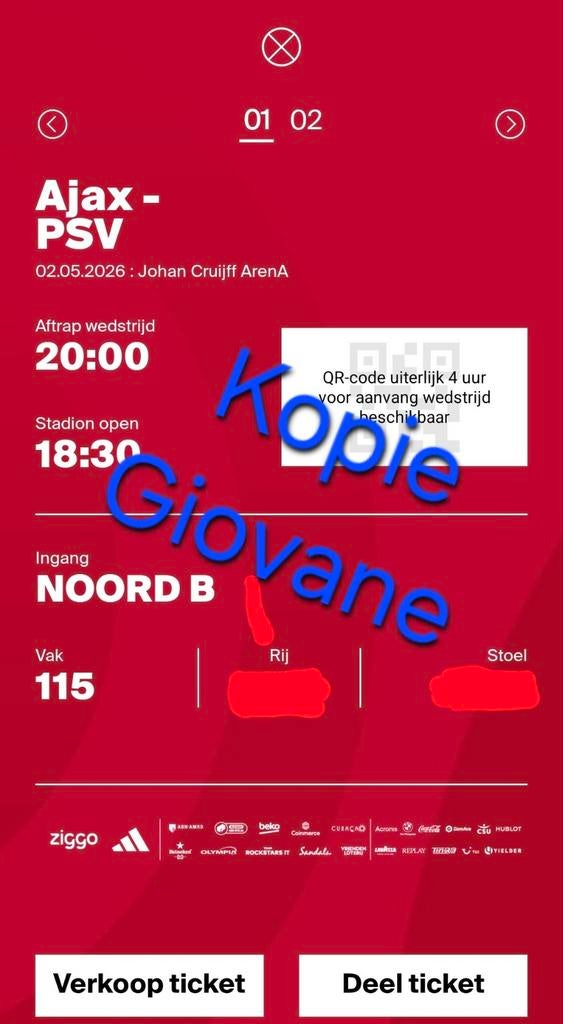 ✅️️Ajax - Psv, 1 kaart, DE GOEDKOOPSTE, Tickets en Kaartjes, Sport | Voetbal, Losse kaart, Eén persoon, Mei