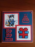 Kaart hiep hiep hoera muis post cadeau geborduurd = 2,25, Ophalen of Verzenden, Overige thema's