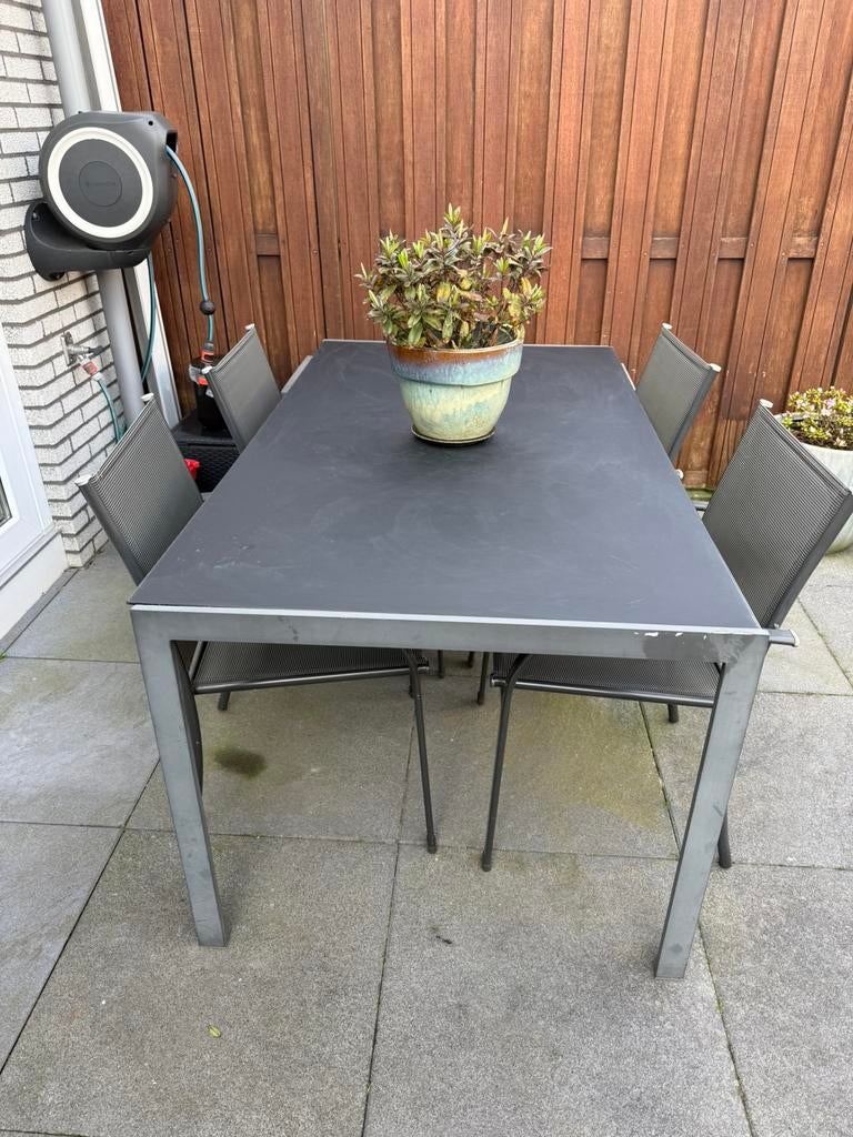 Tuinset met 4 stoelen, Ophalen, 4 zitplaatsen, Gebruikt, Eettafel