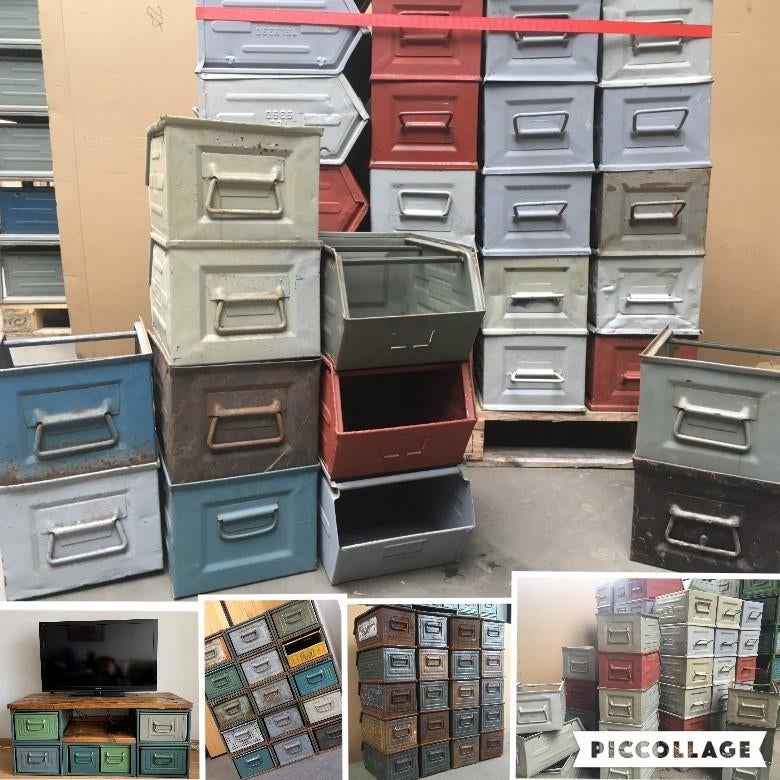 Industriële Bakken Stapelbak Opbergbak Fabrieksbak Kast SALE, Huis en Inrichting, Woonaccessoires | Kisten, Minder dan 50 cm, Gebruikt
