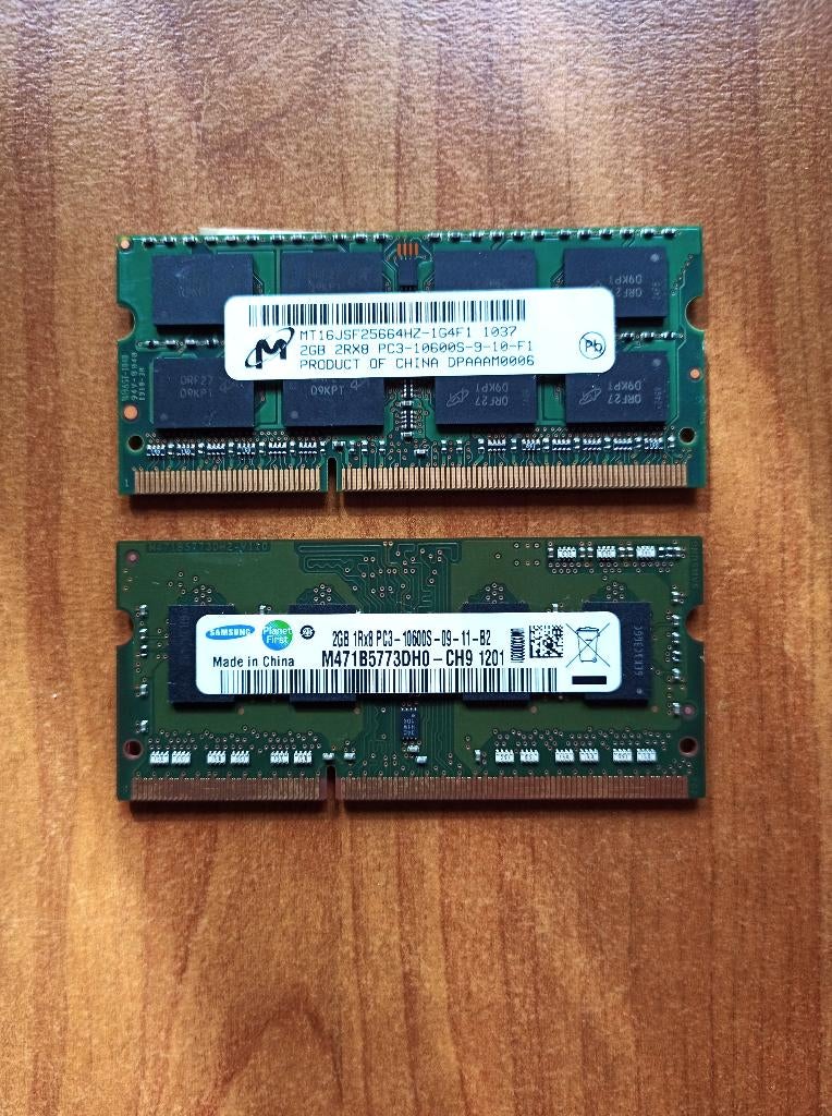 2x 2GB DDR3 RAM Geheugen, Computers en Software, RAM geheugen, Ophalen, Gebruikt, DDR3, Laptop