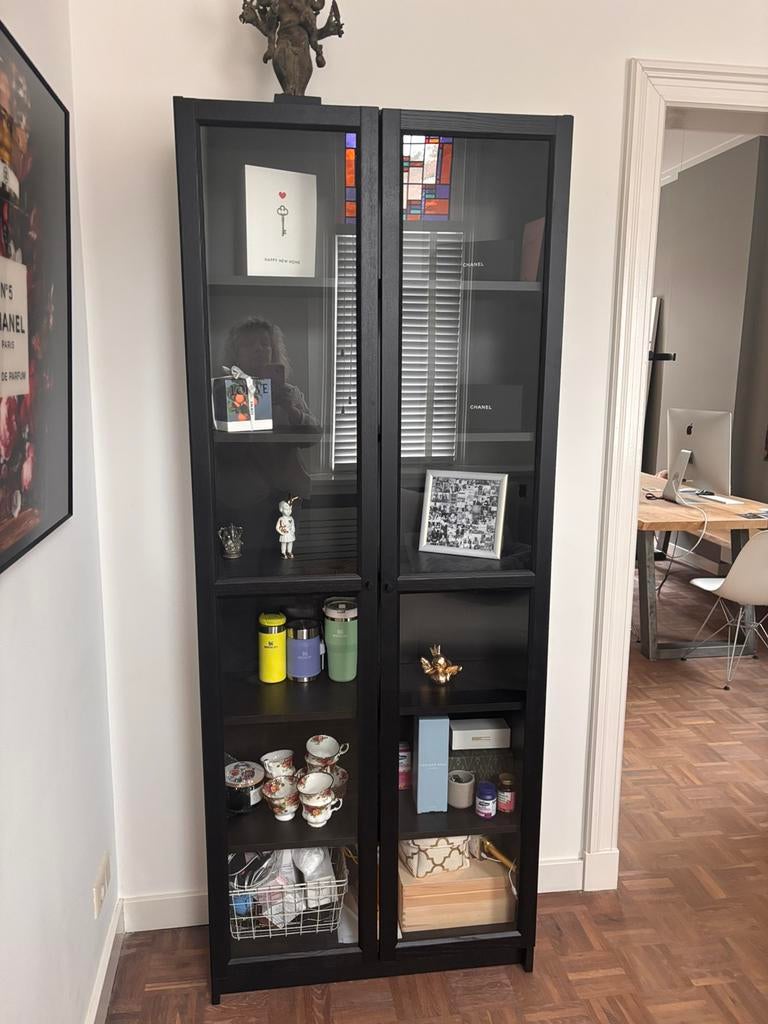 Ikea billy boekenkast met glazen deuren, Huis en Inrichting, Ophalen, 200 cm of meer, 50 tot 100 cm, Zo goed als nieuw