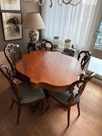 Antieke Mahonie Eettafel met 5 Stoelen, Huis en Inrichting, Tafels | Eettafels, Ophalen, Gebruikt, 100 tot 150 cm, Overige vormen
