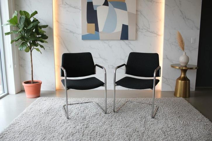 Bezoekersstoelen set 2 stuks Sitland style Vintage.., Huis en Inrichting, Bureaustoelen, Gebruikt, Bureaustoel, Zwart, Ergonomisch