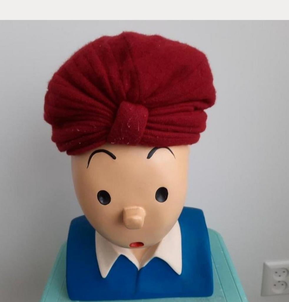 Bordeauxrode muts tulband plooien mode dame vintage oud, Ophalen of Verzenden