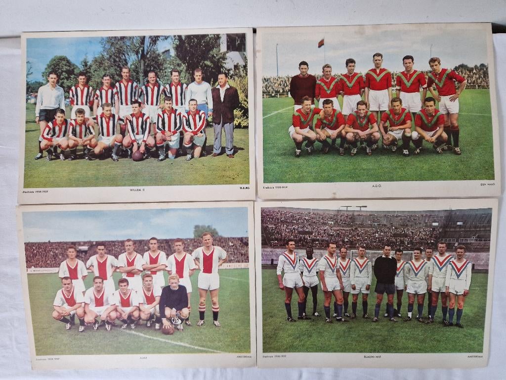18 Esso elftalplaten eredivisie 1958/1959., Verzamelen, Ophalen of Verzenden, Gebruikt, Overige binnenlandse clubs, Poster, Plaatje of Sticker