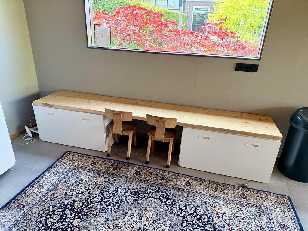 Speeltafel met houten blad en lades, Ophalen, Gebruikt