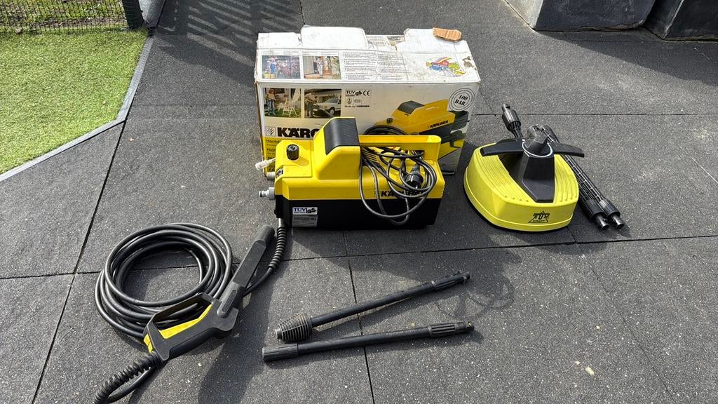 Kärcher hogedrukreiniger met terras reiniger en vuilfrees, Ophalen, Zo goed als nieuw, Elektrisch