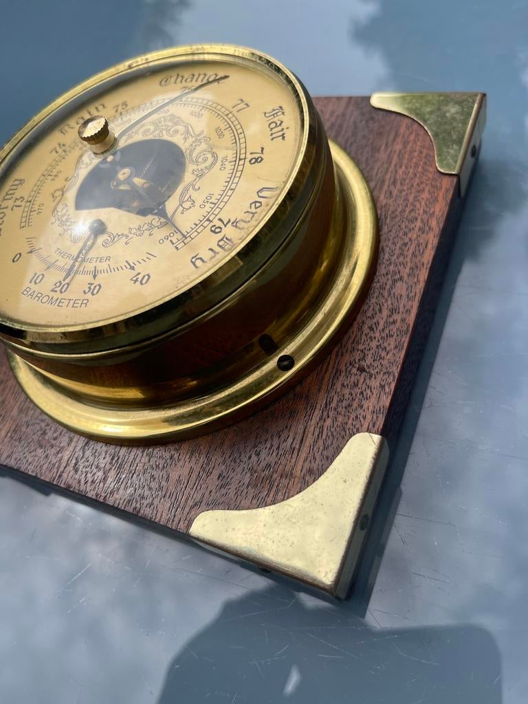 Bey-Berk WS070 Barometer/Thermometer op kersenhout, Ophalen of Verzenden, Gebruikt, Weerstation