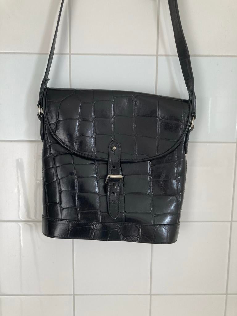 Mulberry tas met croco print, crossbody, zwart, Verzenden, Zo goed als nieuw, Zwart, Overige typen