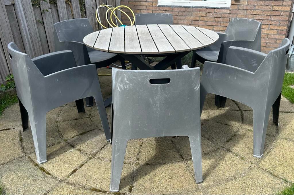 6 kuipstoelen tuin, Tuin en Terras, Ophalen, Gebruikt, Kunststof, Stapelbaar