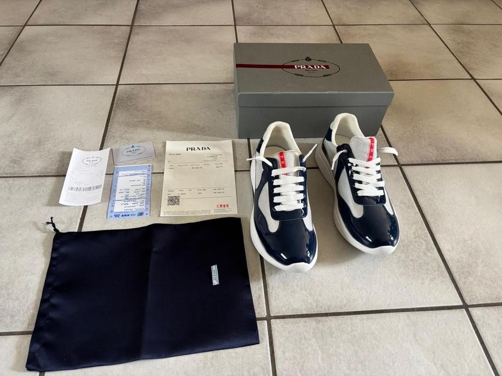 Prada cups, donkerblauw., Kleding | Heren, Schoenen, Blauw, Nieuw, Ophalen of Verzenden, Sneakers of Gympen