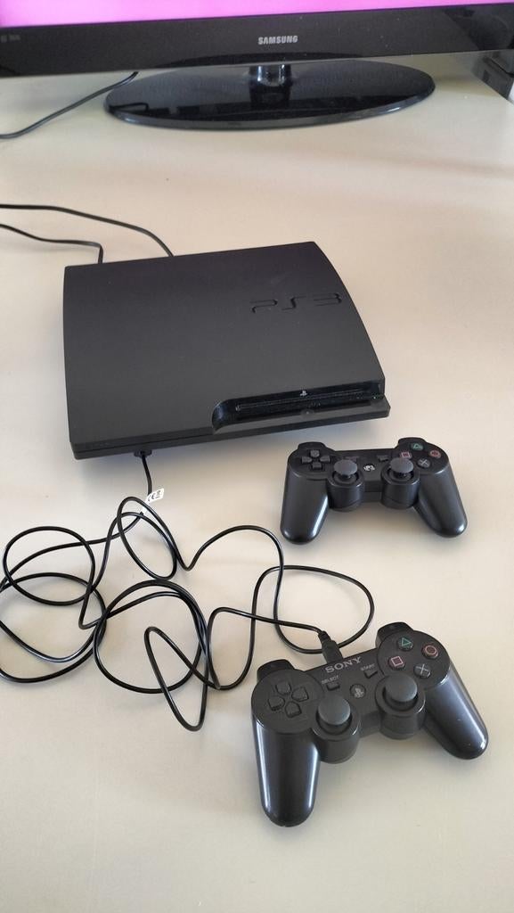 PlayStation 3 Slim met 2 controllers, Gebruikt, Met 2 controllers, Ophalen of Verzenden, 160 GB