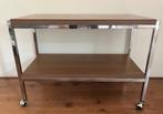 Vintage bar trolley, jaren 70 - Hout en chroom, Ophalen, 50 tot 100 cm, Zo goed als nieuw, 25 tot 50 cm