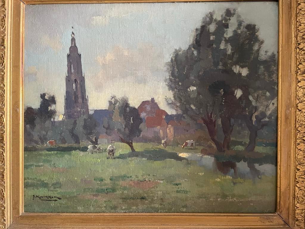 Jan Simon Knikker Sr. Schilderij - Hollands Landschap, Antiek en Kunst, Ophalen of Verzenden