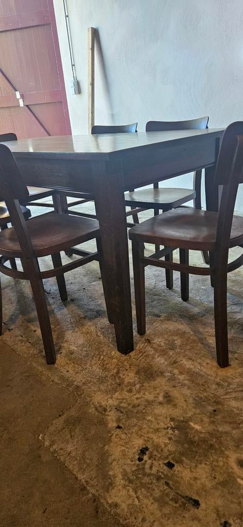 Houten Eiken Eettafel met 6 Stoelen, Huis en Inrichting, Tafels | Eettafels, Gebruikt, 100 tot 150 cm, Eikenhout, Ophalen of Verzenden