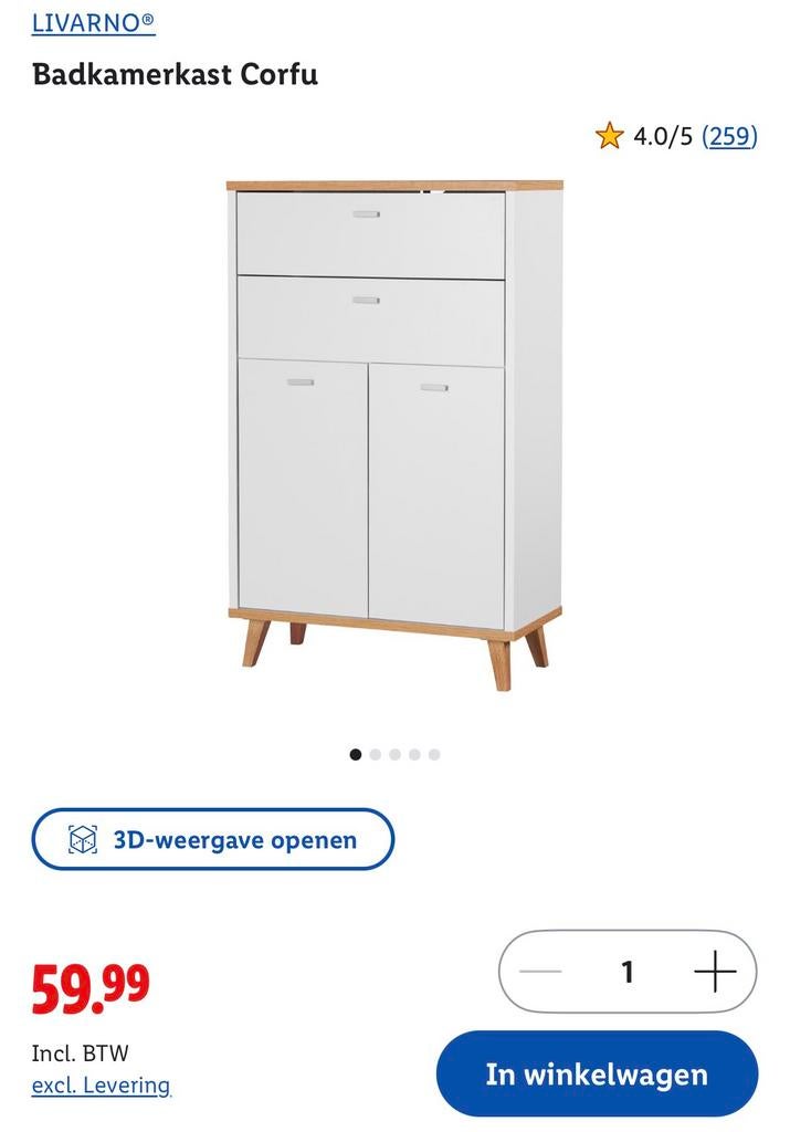 Badkamerkast livarno corfu, Ophalen, Zo goed als nieuw