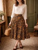 Vintage Paisley Rok Maat 40, Maat 38/40 (M), Zwart, Ophalen of Verzenden, Zo goed als nieuw