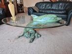 Vintage dolfijn salontafel – messing/bronslook – jaren 70/80, Ophalen, Gebruikt, 100 tot 150 cm, 50 tot 100 cm