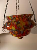 Art Deco hangende glazen bloempot van Boheems spatglas, Overige materialen, Rond, Ophalen of Verzenden, Zo goed als nieuw