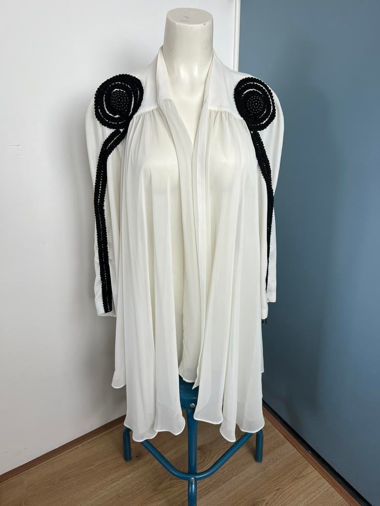 Fong leng for roomwit vintage tuniek vest zwart couture, Kleding | Dames, Maat 38/40 (M), Wit, Ophalen of Verzenden, Zo goed als nieuw