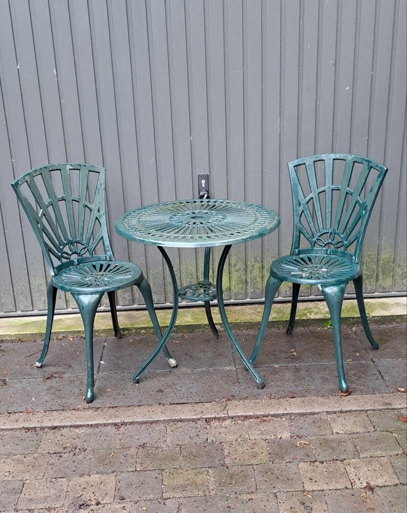 Aluminium  bistro set, Tuin en Terras, Ophalen of Verzenden, Aluminium, 2 zitplaatsen