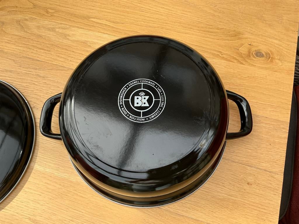 BK Braadpan - Blauw geëmailleerd met deksel, Huis en Inrichting, Keuken | Potten en Pannen, Overige materialen, Inductieplaat