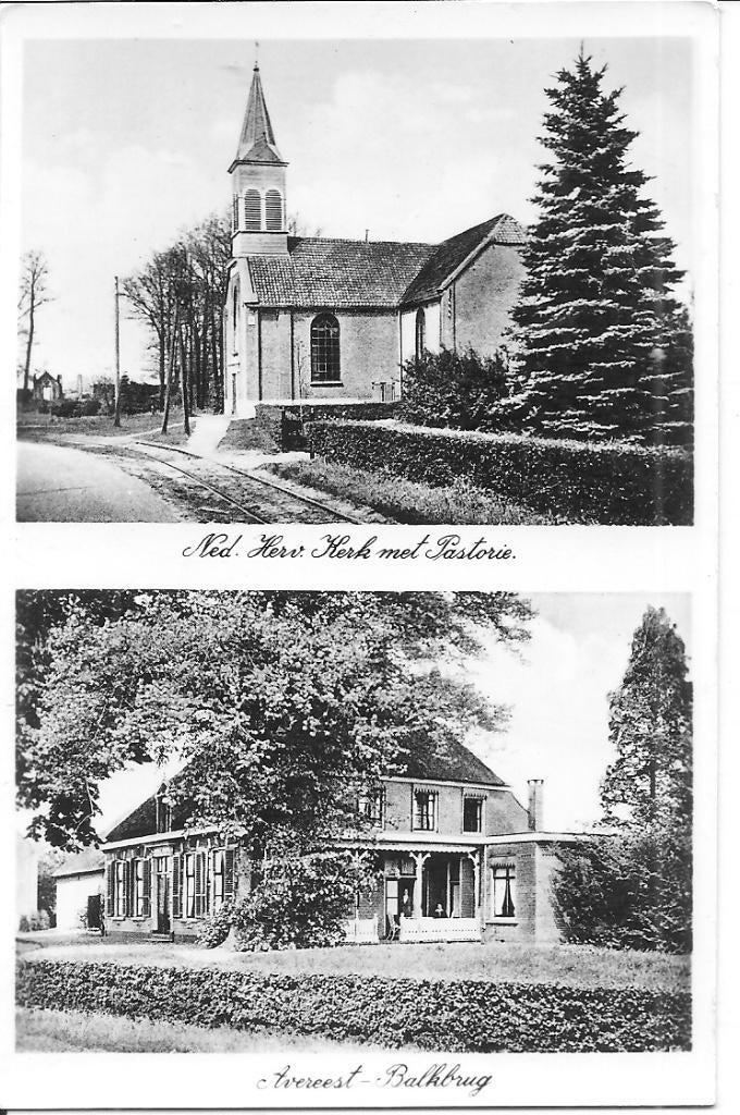 Avereest Balkbrug  Ned. Herv. Kerk met Pastorie, Ophalen of Verzenden, 1960 tot 1980, Ongelopen, Overijssel